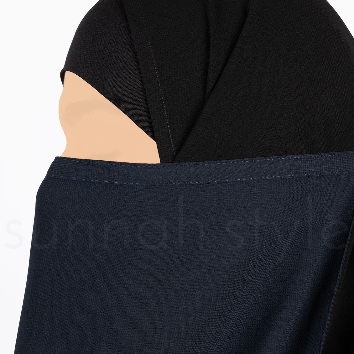 Sunnah Style Long Tying Half Niqab Navy Blue
